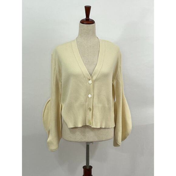 AKIRANAKA Sz 3 M L Ivory Cream Cardigan Sweater Wool Blend Japan - Picture 9 of 11